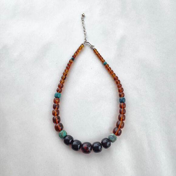 Jay King Mine Finds Amber Sterling Silver 925 Turquoise Necklace New 18" - Picture 4 of 11